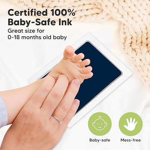 4-Pack Inkless Hand and Footprint Kit - Ink Pad for Baby Hand and Footprints - Dog Paw Print Kit,Dog Nose Print Kit - Baby Footprint Kit, Clean Touch Baby Foot Printing Kit, Handprint Kit (Jet Black)