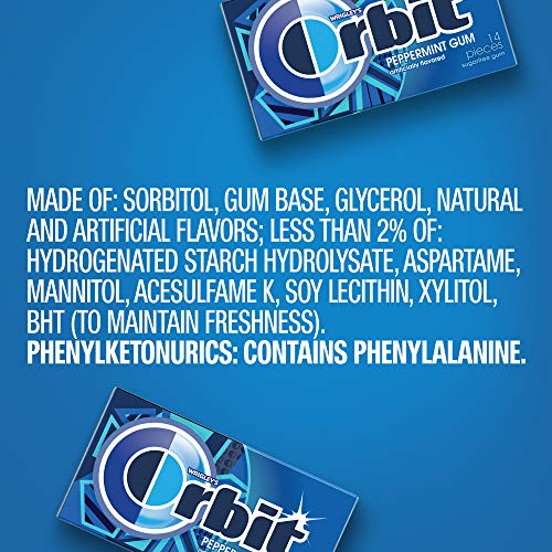 ORBIT Peppermint Sugarfree Chewing Gum Bulk, 20 Packs of 14-Pieces (280 Total Pieces)