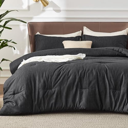 Bedsure Twin/Twin XL Comforter Set Dorm Bedding - Dark Grey Twin Bedding Set for College, Soft Cationic Dyed Bed Set for All Seasons, 2 Pieces, 1 Comforter (68"x88") and 1 Pillow Sham (20"x26"+2")