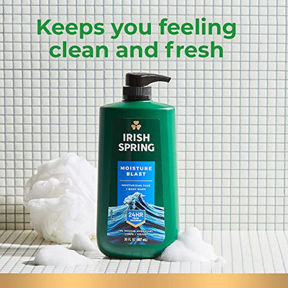 Irish Spring 5 in 1 Body Wash for Men, Men's Body Wash, Smell Fresh and Clean for 24 Hours, Conditions and Cleans Body, Face, and Hair, Made with Biodegradable Ingredients, 30 Oz Pump