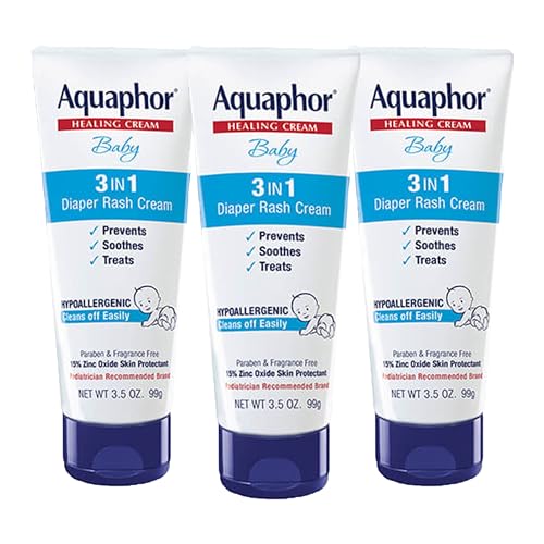 Aquaphor Baby Diaper Rash Cream, 3-in-1 Diaper Rash Relief, 3.5 Oz Tube