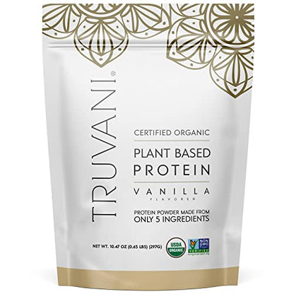 Truvani Vegan Pea Protein Powder | Banana Cinnamon | 20g Organic Plant Based Protein | 1 Serving | Keto | Gluten & Dairy Free | Low Carb | No Added Sugar