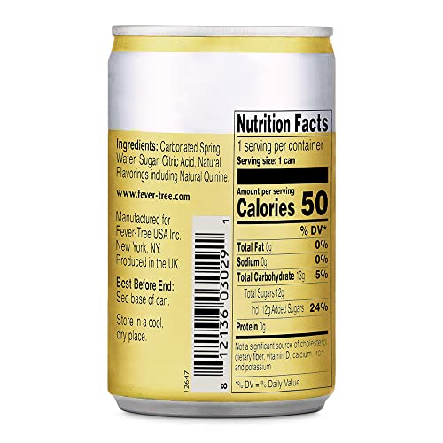 Fever-Tree Light Tonic Water Cans, 5.07 Fl Oz (Pack of 24), Lower in Calories, No Artificial Sweeteners, Flavorings or Preservatives (Packaging may vary)