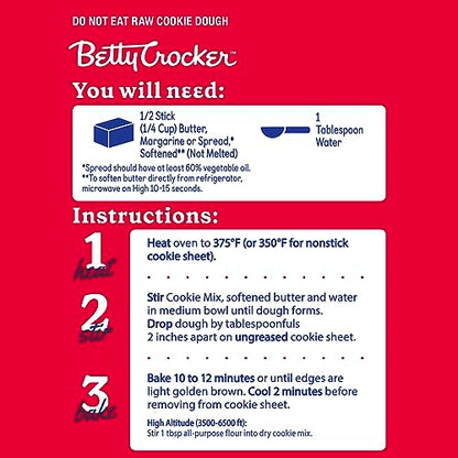 Betty Crocker Peanut Butter Cookie Mix, Makes twelve (12) 2-inch Cookies, 7.2 oz.