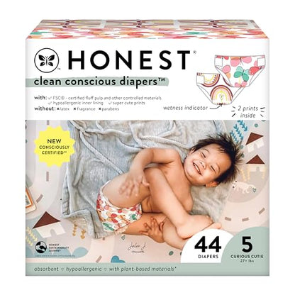 The Honest Company Clean Conscious Diapers | Plant-Based, Sustainable | Above It All + Pandas | Club Box, Size Newborn, 72 Count