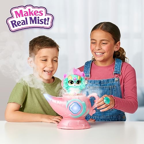 Magic Mixies Magic Genie Lamp with Interactive 8" Blue Plush Toy and 60+ Sounds & Reactions. Unlock a Magic Ring and Reveal a Blue Genie from The Real Misting Lamp. Gifts for Kids, Ages 5+