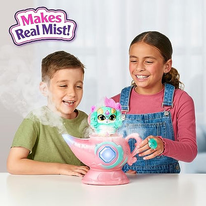 Magic Mixies Magic Genie Lamp with Interactive 8" Blue Plush Toy and 60+ Sounds & Reactions. Unlock a Magic Ring and Reveal a Blue Genie from The Real Misting Lamp. Gifts for Kids, Ages 5+