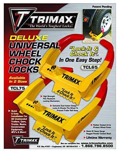 Trimax TCL65 Wheel Chock Lock , Yellow/Red, 7.25in