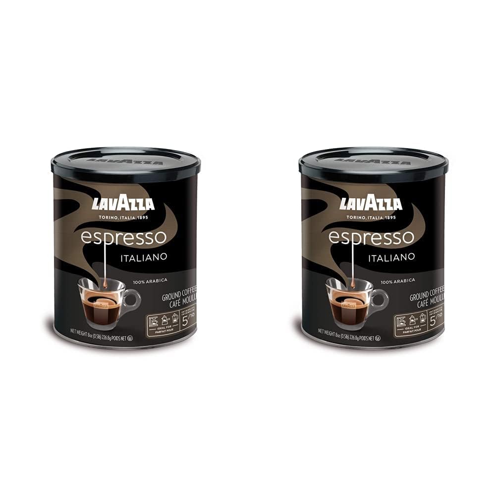 Lavazza Espresso Ground Coffee Blend, Medium Roast, 8-Oz Cans, Pack of 4 (Packaging May Vary) Premium Blend, Value Pack, Non-GMO, 100% Arabica, Rich-bodied