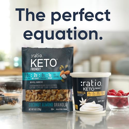 Ratio Coconut Almond Granola Cereal, 1g Sugar, Keto Friendly, 8 OZ Resealable Cereal Bag