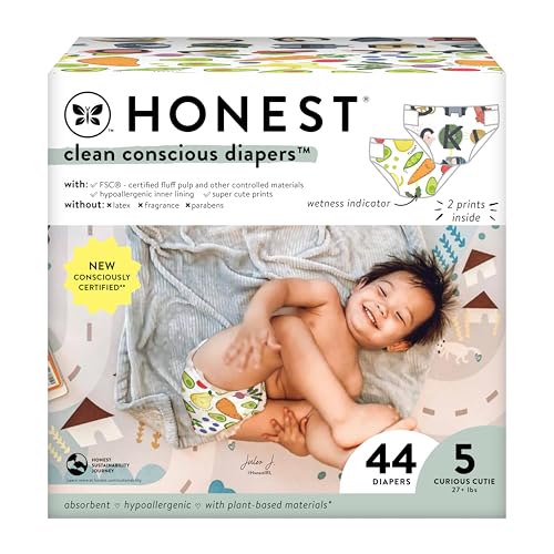 The Honest Company Clean Conscious Diapers | Plant-Based, Sustainable | Above It All + Pandas | Club Box, Size Newborn, 72 Count