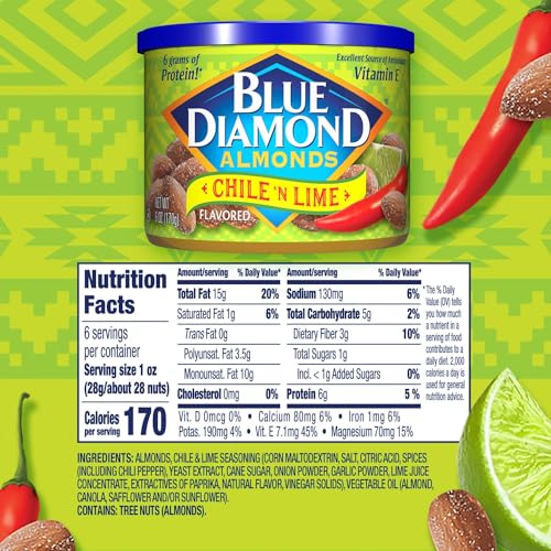 Blue Diamond Almonds Sriracha Flavored Snack Nuts, 6 Oz Resealable Can (Pack of 1)