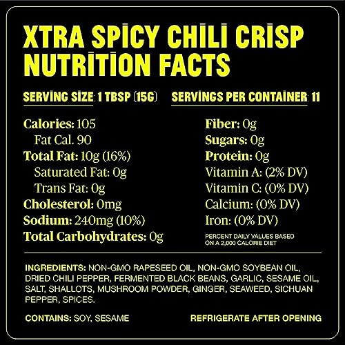 FLYBYJING Sichuan Chili Crisp - Premium Spicy Savory All-Natural Vegan Chili Oil - Crunchy Hot Sauce, Good on Everything, Sugar Free - 6oz (Pack of 1)