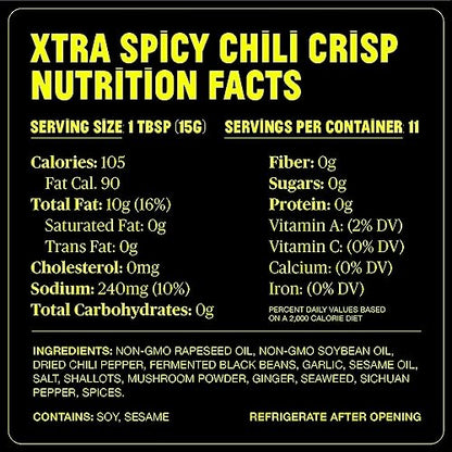 FLYBYJING Sichuan Chili Crisp - Premium Spicy Savory All-Natural Vegan Chili Oil - Crunchy Hot Sauce, Good on Everything, Sugar Free - 6oz (Pack of 1)