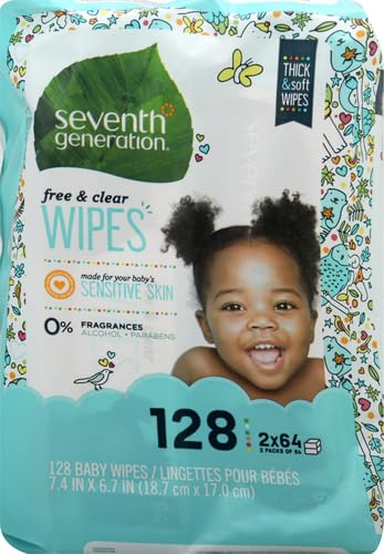 Seventh Generation Baby Wipes, Sensitive Protection with Flip Top Dispenser, White, unscented, 72 Count (Pack of 7) (Packaging May Vary)