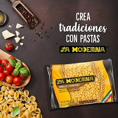 La Moderna Shells Pasta, Noodles, Durum Wheat, Protein, Fiber, Vitamins, 7 Oz