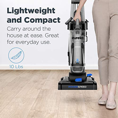 Eureka Lightweight Powerful Upright Vacuum Cleaner for Carpet and Hard Floor, PowerSpeed, New Model,Blue,black/New Model