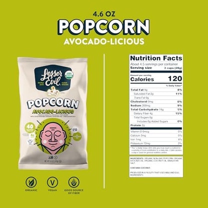 LesserEvil Himalayan Pink Salt Organic Popcorn, Premium Quality, Minimally Processed, No Vegetable Oil, 0.46 Oz, Pack of 24