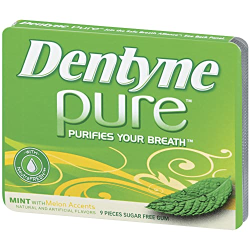 Dentyne Pure Mint with Herbal Accents Sugar Free Gum, 10 Packs of 9 Pieces (90 Total Pieces)