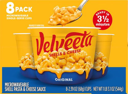 Velveeta Shells & Cheese Original Microwavable Macaroni and Cheese Cups (4 ct Pack, 2.39 oz Cups)