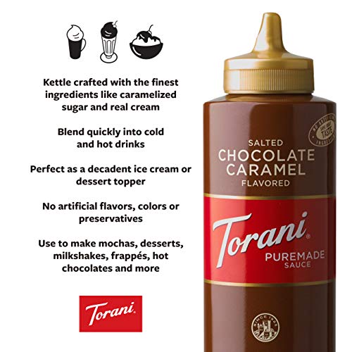 Torani Puremade Sauce, Caramel, 16.5 Ounces(Pack of 4)