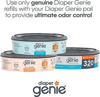 Diaper Genie Essentials Round Refill Pack of 4 | Holds Up to 1280 Newborn Diapers | Features Unscented Continuous Film | Compatible with Diaper Genie Complete and Expressions Pails