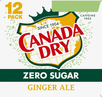 Canada Dry Zero Sugar Ginger Ale Soda, 12 fl oz cans (Pack of 12)