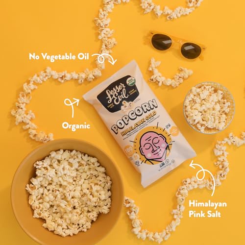 LesserEvil Himalayan Pink Salt Organic Popcorn, Premium Quality, Minimally Processed, No Vegetable Oil, 0.46 Oz, Pack of 24