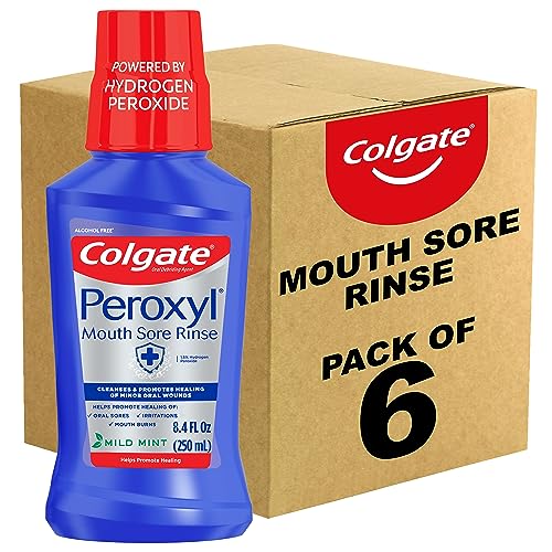 Colgate Peroxyl Antiseptic Mouthwash and Mouth Sore Rinse, 1.5% Hydrogen Peroxide, Mild Mint - 500ml, 16.9 Fluid Ounces