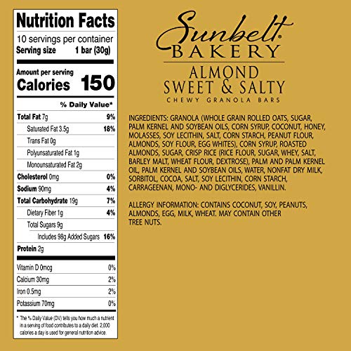 Sunbelt Bakery Oats & Honey Chewy Granola Bars, 15-1.0 OZ Bars (1 Box)