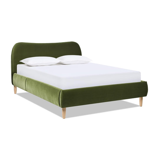 Jennifer Taylor Home Roman Curved Headboard Performance Velvet Upholstered Modern Platform Bed Frame