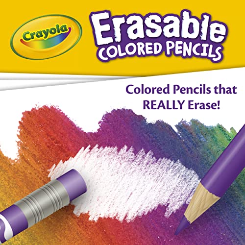 Crayola Erasable Colored Pencils, Kids At Home Activities, 24 Count, Assorted, Long