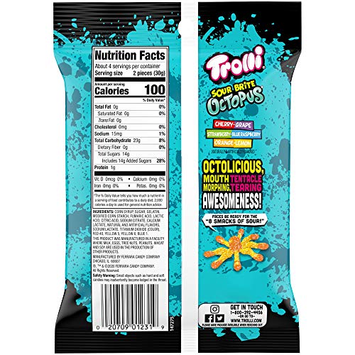 Trolli Brite Octopus Gummy Candy, 4.25 Ounce (Pack of 12)