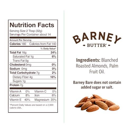 Barney Butter Almond Butter, Smooth, 16 Ounce Jar, Skin-Free Almonds, No Stir, Non-GMO, Gluten Free, Keto, Paleo, Vegan