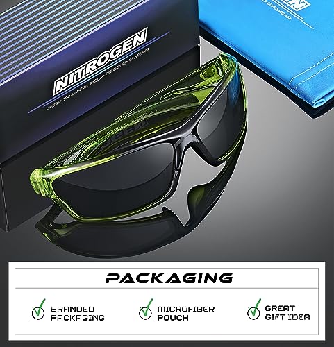 Nitrogen Polarized Wrap Around Sport Sunglasses for Men Women UV400 Protection Sun Glasses