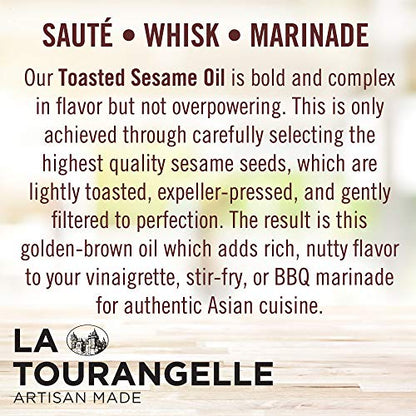 La Tourangelle, Toasted Sesame Oil, Great for Cooking, Add to Noodles, Stir-Fry, Vegetables, Vinaigrettes, and Marinades, 16.9 Fl Oz