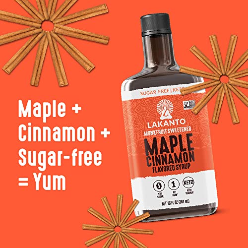 Lakanto Sugar Free Maple Syrup - Monk Fruit Sweetener, Keto Diet Friendly, Vegan, 1g Net Carbs, Pancakes, Waffles, Oatmeal, Coffee, Tea, Granola, Frosting, Marinade, Dressing (13 Fl Oz - Pack of 1)