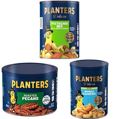 PLANTERS Pistachio Lovers Nut Mix, Mixed Nuts Snack with Pistachios no shell, Almonds & Cashews, Party Snacks, Plant-Based Protein, After School Snack, Bulk Nuts, Kosher 1lb 2.5oz Canister