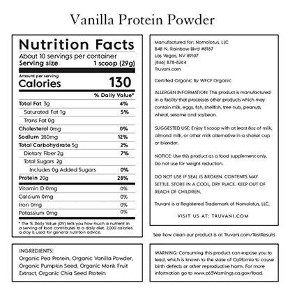 Truvani Vegan Pea Protein Powder | Banana Cinnamon | 20g Organic Plant Based Protein | 1 Serving | Keto | Gluten & Dairy Free | Low Carb | No Added Sugar