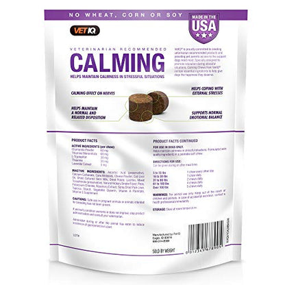 VetIQ Calming Support Supplement for Dogs, Calming Chews Help Manage Stress and Promote Relaxation, Anxiety Relief for Dogs, Made in The USA, 60 Count