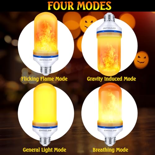 CPPSLEE LED Flame Light Bulbs, 4 Modes Flickering Light Bulbs, E26 Base Fire Flame Bulb, Halloween, Christmas Party Porch Outdoor and Indoor Home Decorations(Yellow, 2 Pack)