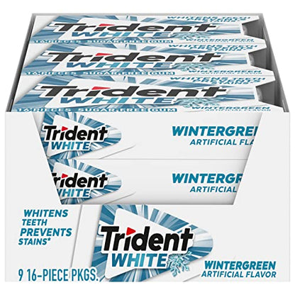 Trident White Peppermint Sugar Free Gum, 16 Count (Pack of 9)