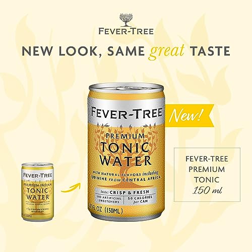 Fever-Tree Light Tonic Water Cans, 5.07 Fl Oz (Pack of 24), Lower in Calories, No Artificial Sweeteners, Flavorings or Preservatives (Packaging may vary)