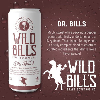 Wild Bill's Craft Soda Soft Drinks Fruity Variety Pack, Strawberry, Grape, Rocket Pop, Black Cherry, Orange Cream, Pure Cane Sugar, Caffeine Free, NO High Fructose Corn Syrup, Gluten Free 12 Pack