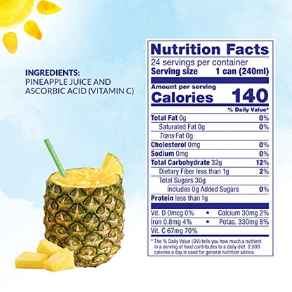 Dole 100% Juice, Pineapple, 46 Ounce Cans (Pack of 6)