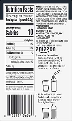 Amazon Brand - Happy Belly Drink Mix Singles, Strawberry with Caffeine, 1.1 ounce (Pack of 1) (Previously Solimo)