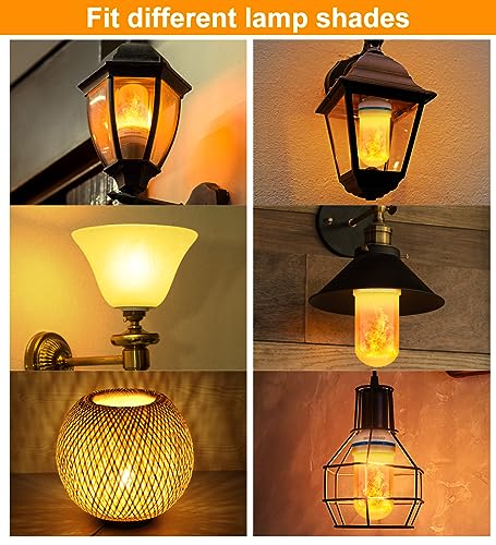 CPPSLEE LED Flame Light Bulbs, 4 Modes Flickering Light Bulbs, E26 Base Fire Flame Bulb, Halloween, Christmas Party Porch Outdoor and Indoor Home Decorations(Yellow, 2 Pack)