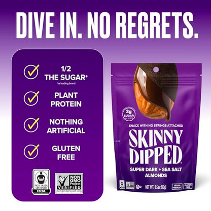 SkinnyDipped Snack Attack Minis Almond Variety Pack, Healthy Snack, Plant Protein, Gluten Free, 0.46 oz Mini Bags, Pack of 25