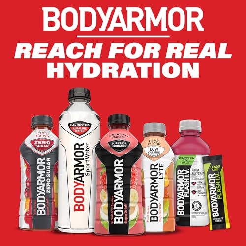 BODYARMOR Sports Drink Sports Beverage, Strawberry Banana, Coconut Water Hydration, Natural Flavors With Vitamins, Potassium-Packed Electrolytes, Perfect For Athletes, 12 Fl Oz (Pack of 8)