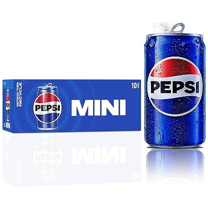 Diet Pepsi Soda, 7.5 Fl Oz Mini Cans, (Pack of 10)